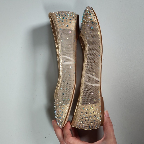 David's Bridal Illusion Toe Cap Crystal Embellished Ballet Flats 7.5 - Picture 8 of 12